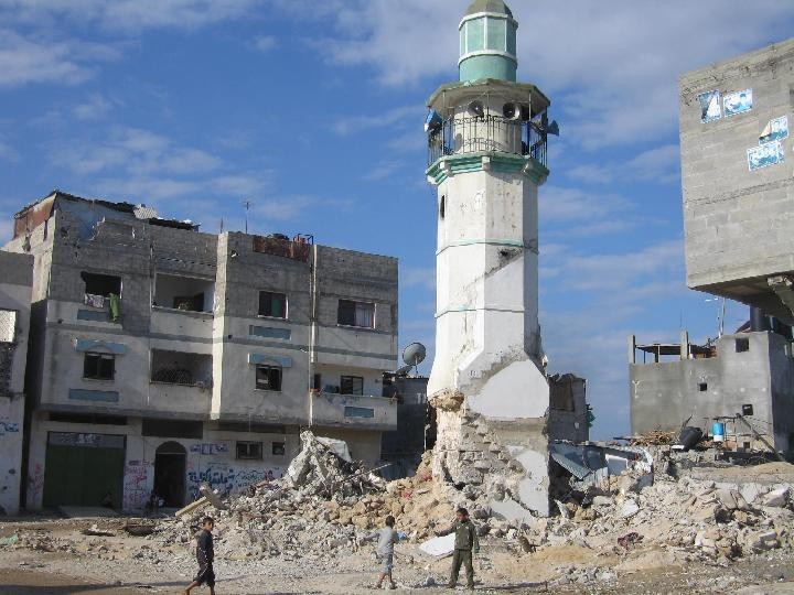 An-Nasr Mosque in Beit Hanoun, destroyed